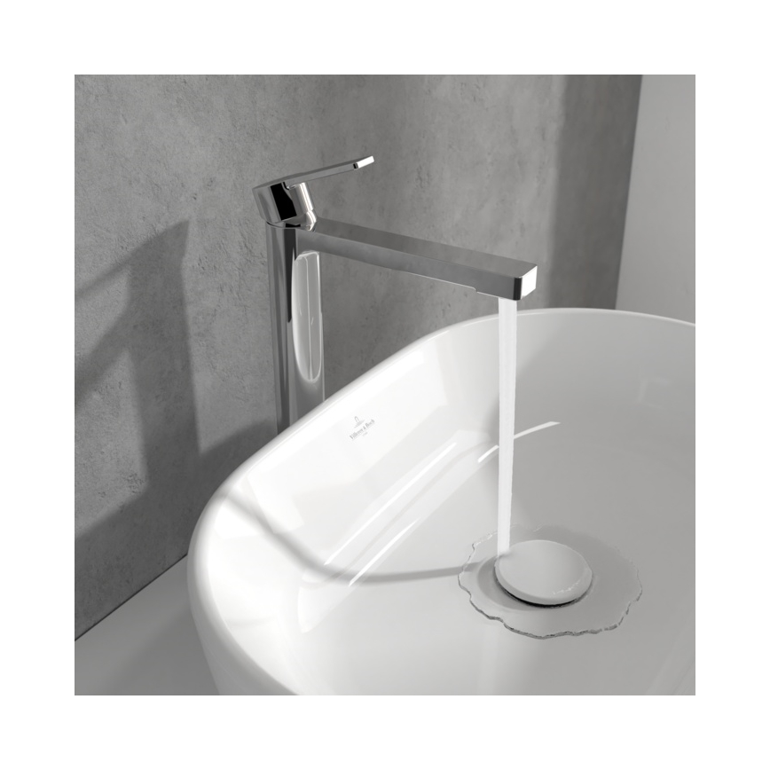 Villeroy & Boch TVW10300500061 - Grifo de lavabo ARCHITECTURA con válvula de desagüe, 32,9 cm, cromado brillante