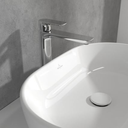Villeroy & Boch TVW10410511061 - Grifo para lavabo + válvula de desagüe O.NOVO 29,5 cm cromo brillante