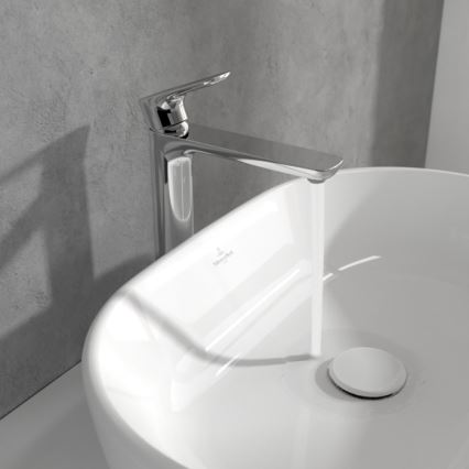 Villeroy & Boch TVW10410511061 - Grifo para lavabo + válvula de desagüe O.NOVO 29,5 cm cromo brillante