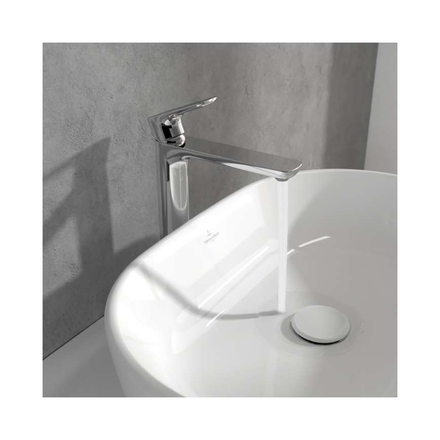 Villeroy & Boch TVW10410511061 - Grifo para lavabo + válvula de desagüe O.NOVO 29,5 cm cromo brillante