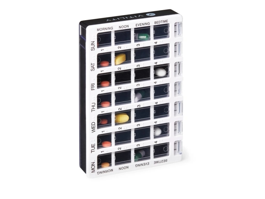 Vitility - Dispensador semanal de medicamentos blanco/negro