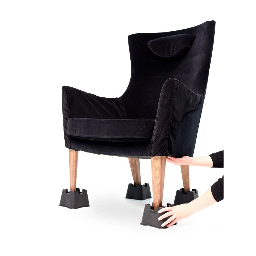 Vitility - Set de 4 elevadores para cama de 7 cm, negro