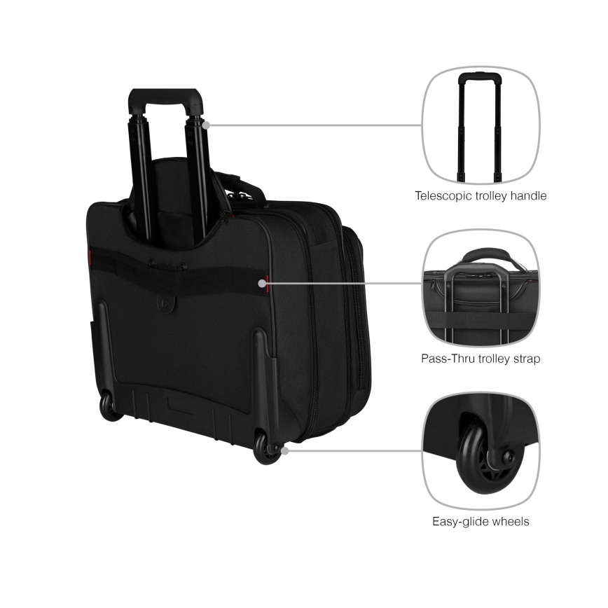 Wenger - Equipaje de viaje con ruedas 29 l + Funda para computadora portátil 15,6" Granada negro