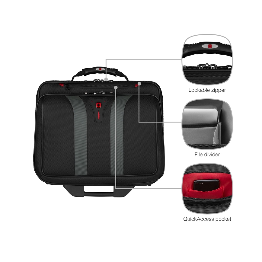Wenger - Equipaje de viaje con ruedas 29 l + Funda para computadora portátil 15,6" Granada negro