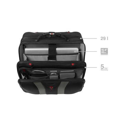 Wenger - Equipaje de viaje con ruedas 29 l + Funda para computadora portátil 15,6" Granada negro