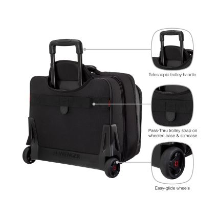 Wenger - Maleta de viaje con ruedas 23 l 17" + bolsa para portátil 15,4" Potomac negro
