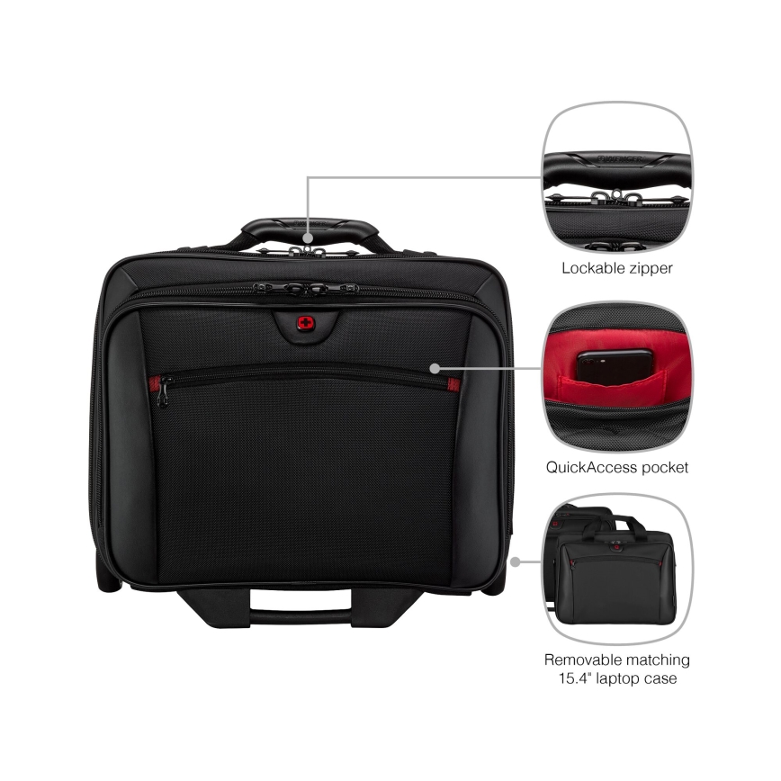 Wenger - Maleta de viaje con ruedas 23 l 17" + bolsa para portátil 15,4" Potomac negro