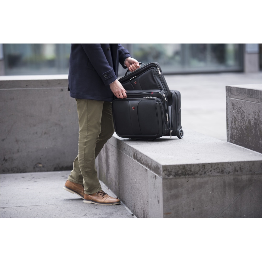 Wenger - Maleta de viaje con ruedas 25 l 17" + bolsa para portátil 15,6" Patriot negro