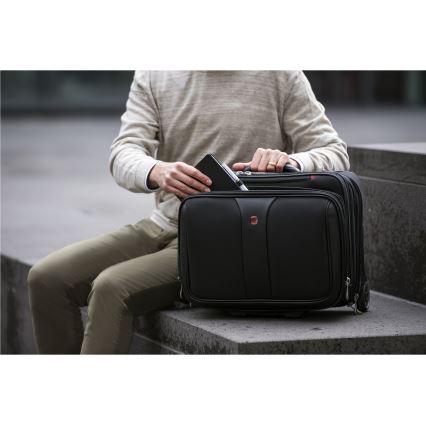 Wenger - Maleta de viaje con ruedas 25 l 17" + bolsa para portátil 15,6" Patriot negro