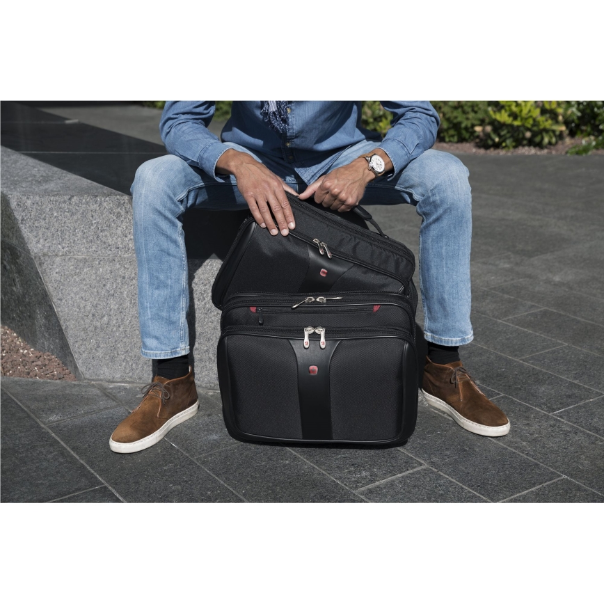 Wenger - Maleta de viaje con ruedas 25 l 17" + bolsa para portátil 15,6" Patriot negro