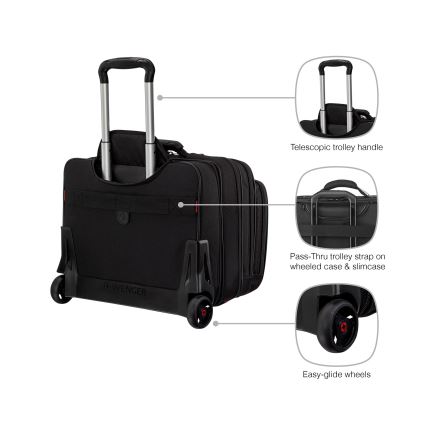Wenger - Maleta de viaje con ruedas 25 l 17" + bolsa para portátil 15,6" Patriot negro