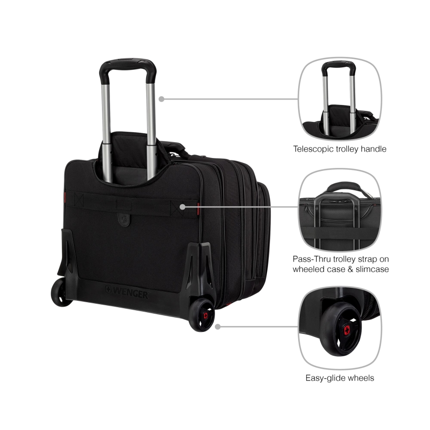 Wenger - Maleta de viaje con ruedas 25 l 17" + bolsa para portátil 15,6" Patriot negro