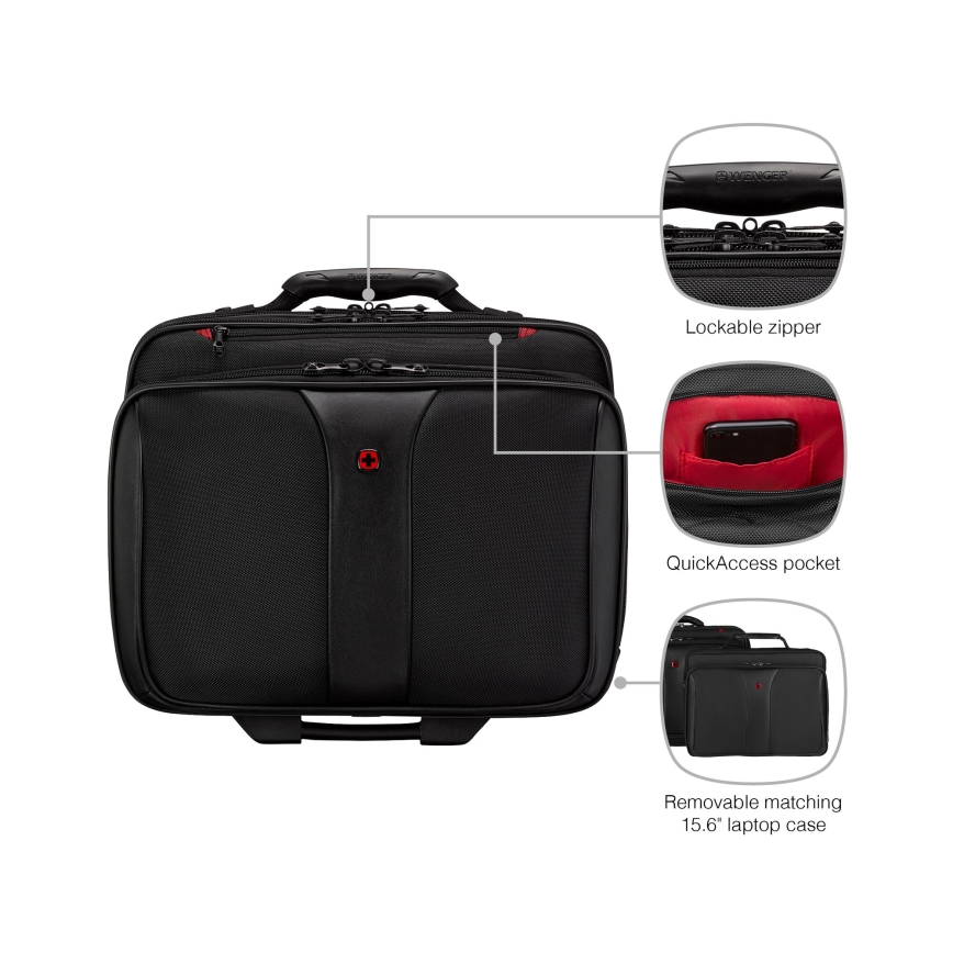 Wenger - Maleta de viaje con ruedas 25 l 17" + bolsa para portátil 15,6" Patriot negro