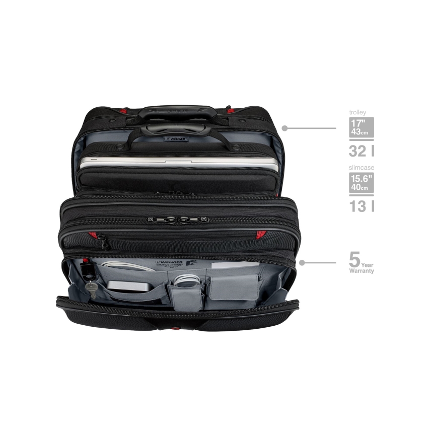 Wenger - Maleta de viaje con ruedas 25 l 17" + bolsa para portátil 15,6" Patriot negro