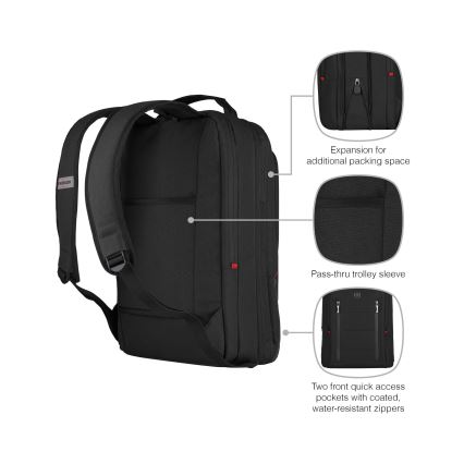 Wenger - Mochila para portátil 16 l 16 con bolsillo para tableta 12 City Traveler negro