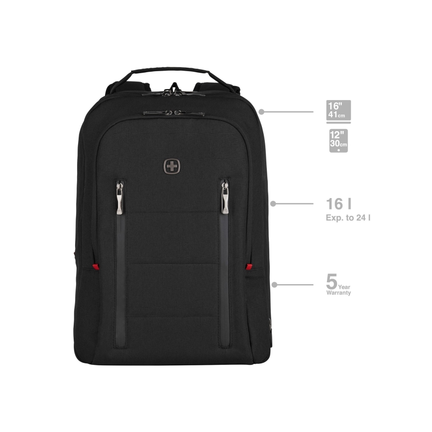 Wenger - Mochila para portátil 16 l 16 con bolsillo para tableta 12 City Traveler negro
