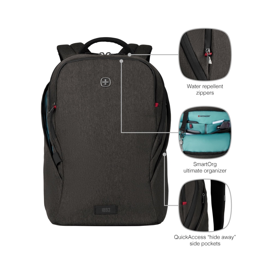 Wenger - Mochila para portátil 21 l 16" con bolsillo para tableta 10" MX Lámpara negro