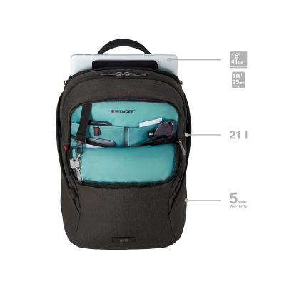 Wenger - Mochila para portátil 21 l 16" con bolsillo para tableta 10" MX Lámpara negro