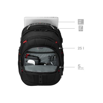 Wenger - Mochila para portátil 25 l 16 con bolsillo para tableta 10 Pegasus Deluxe negro