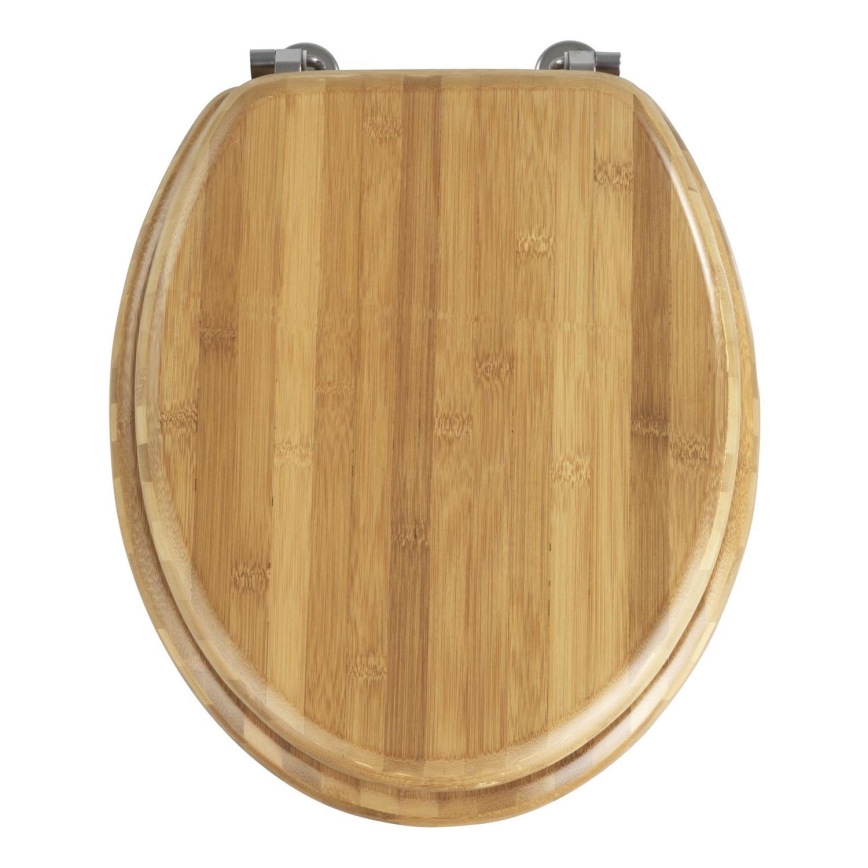 WENKO 144726100 - Asiento de inodoro BAMBOO 34x41 cm marrón/plateado