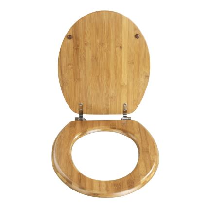 WENKO 144726100 - Asiento de inodoro BAMBOO 34x41 cm marrón/plateado