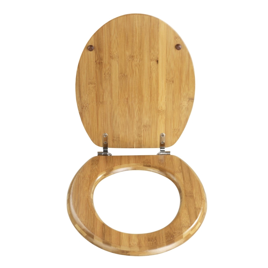 WENKO 144726100 - Asiento de inodoro BAMBOO 34x41 cm marrón/plateado