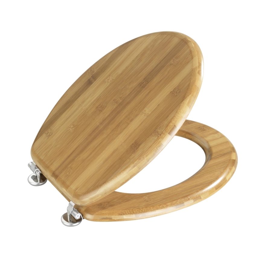 WENKO 144726100 - Asiento de inodoro BAMBOO 34x41 cm marrón/plateado
