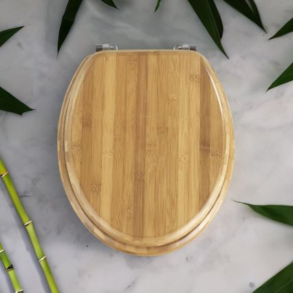 WENKO 144726100 - Asiento de inodoro BAMBOO 34x41 cm marrón/plateado