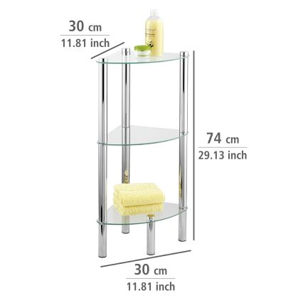 WENKO 15850100 - Repisa YAGO 30x74 cm acero inoxidable/plateado/transparente