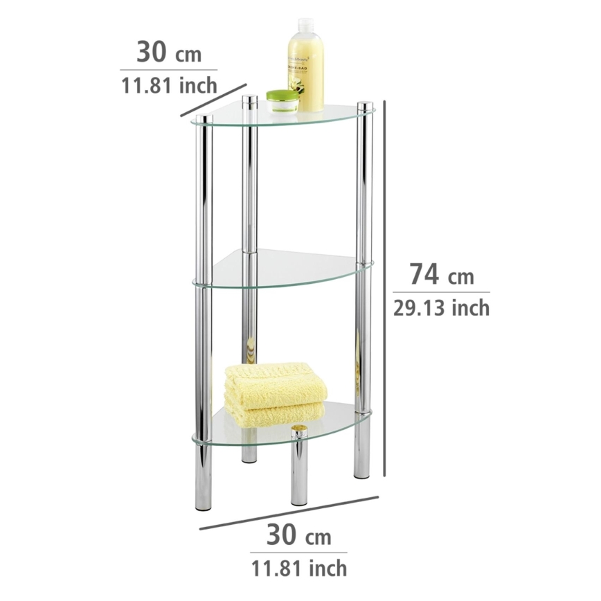 WENKO 15850100 - Repisa YAGO 30x74 cm acero inoxidable/plateado/transparente