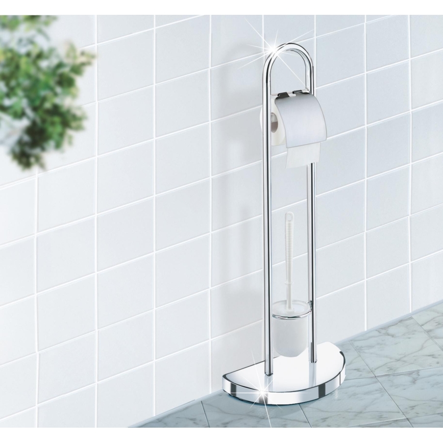 WENKO 16608100 - Cepillo para inodoro COSENZA 33x84 cm cromo brillante/satinado