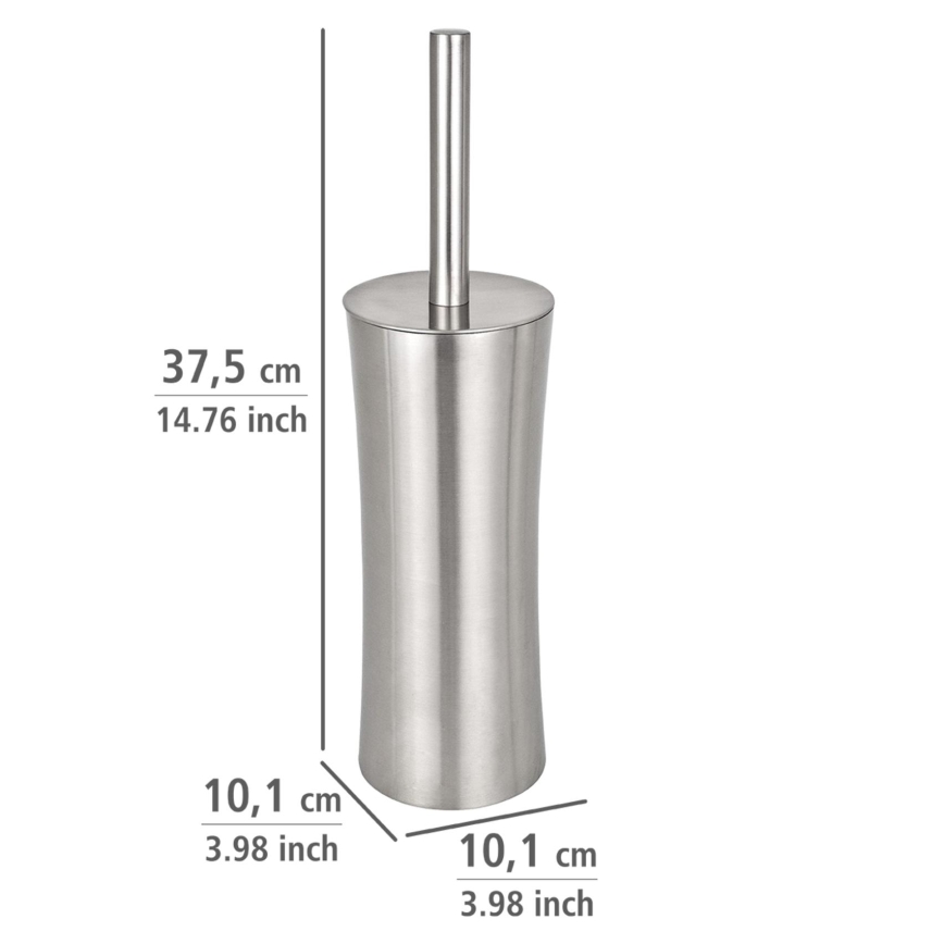 WENKO 16742100 - Escobilla para inodoro PIENO 10x37,5 cm acero inoxidable/satinado