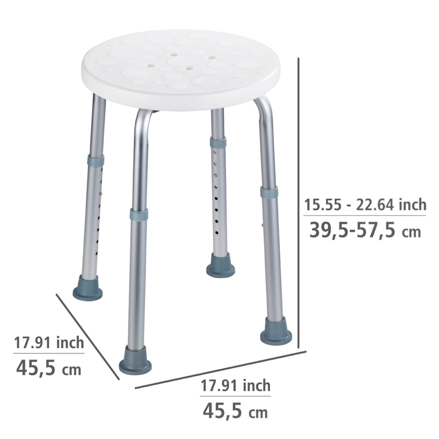 WENKO 1792921100-Taburete SECURA 45,5x45,5 cm blanco/plateado/gris