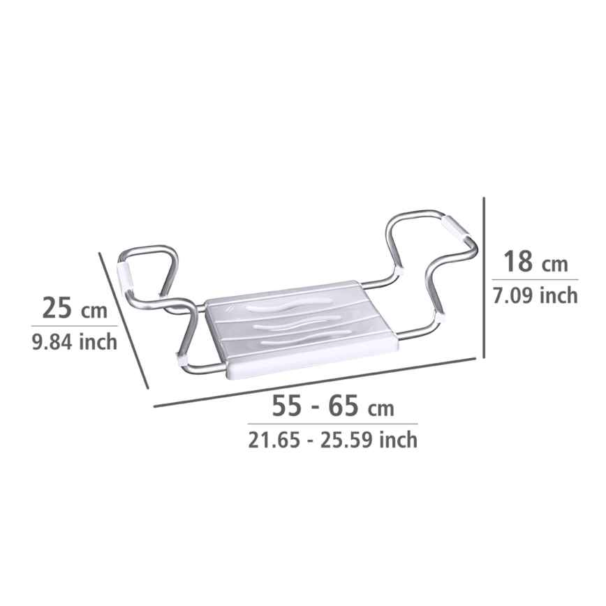 WENKO 17930100-Asiento para bañera SECURA 26x18 cm blanco/plateado