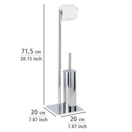 WENKO 18562100 - Cepillo para inodoro RECCO, 20 x 71,5 cm, acabado cromado brillante