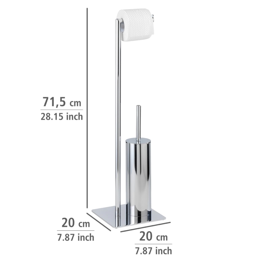 WENKO 18562100 - Cepillo para inodoro RECCO, 20 x 71,5 cm, acabado cromado brillante