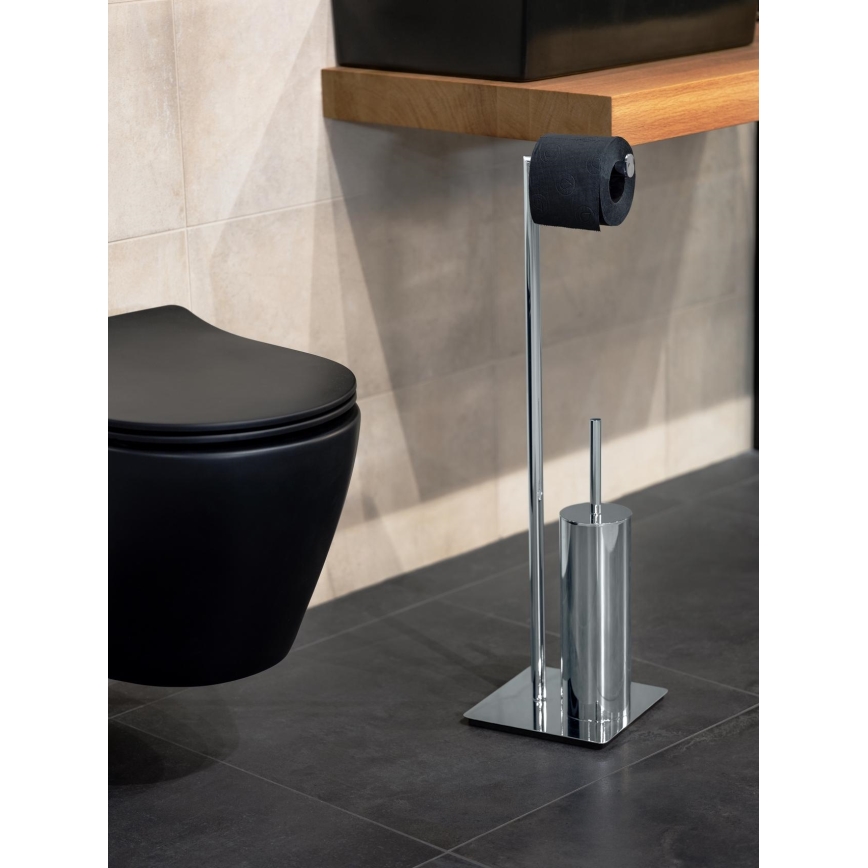 WENKO 18562100 - Cepillo para inodoro RECCO, 20 x 71,5 cm, acabado cromado brillante