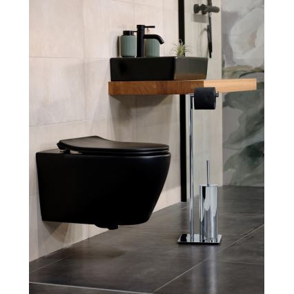 WENKO 18562100 - Cepillo para inodoro RECCO, 20 x 71,5 cm, acabado cromado brillante