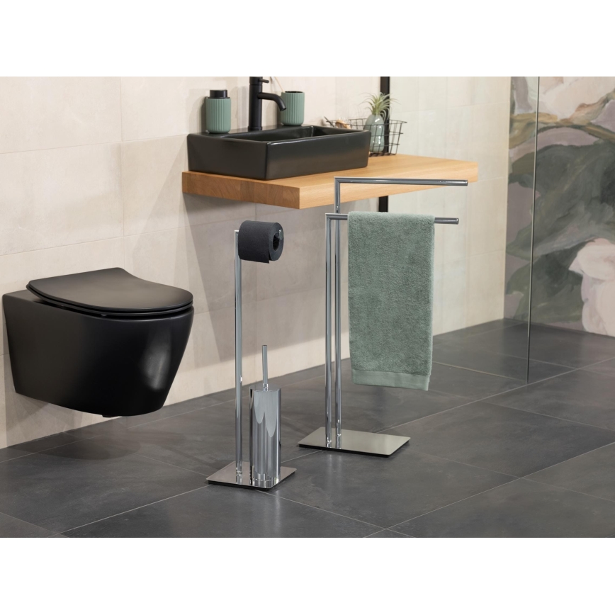 WENKO 18562100 - Cepillo para inodoro RECCO, 20 x 71,5 cm, acabado cromado brillante