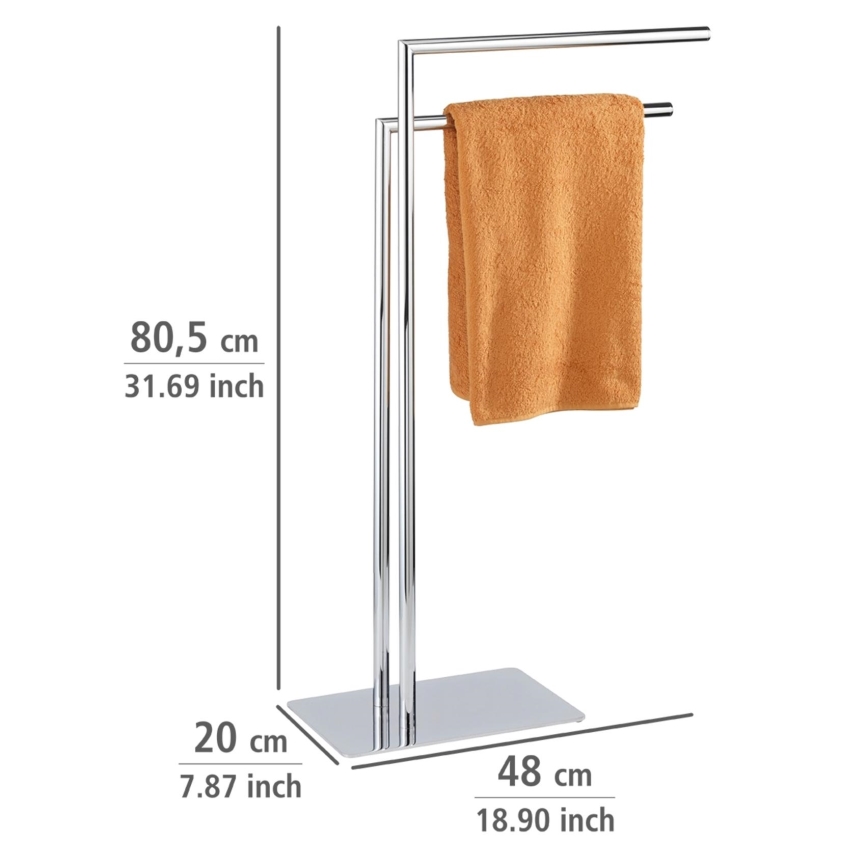 WENKO 18563100 - Toallero de pie RECCO 48 x 80,5 cm cromo brillante