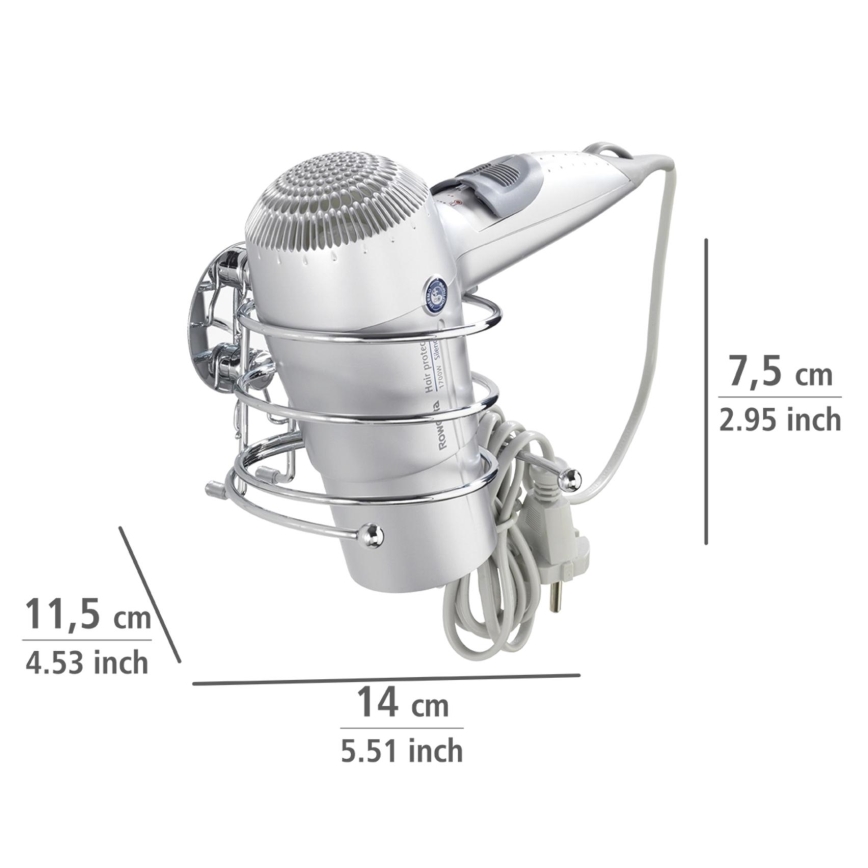 WENKO 18770100-Soporte para secador TURBO-LOC redondo, acero, 14x11,5 cm, cromo brillante