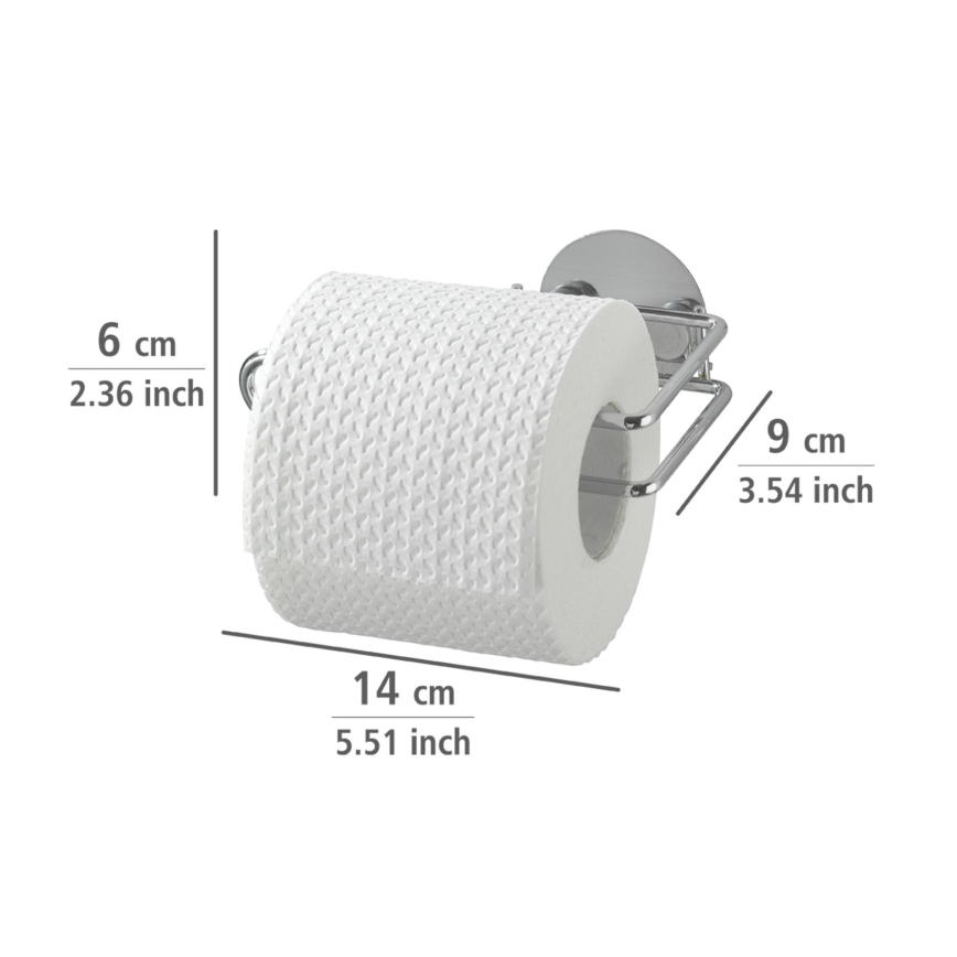 WENKO 18774100-Soporte para papel higiénico TURBO-LOC redondo de acero cromado 14x9 cm