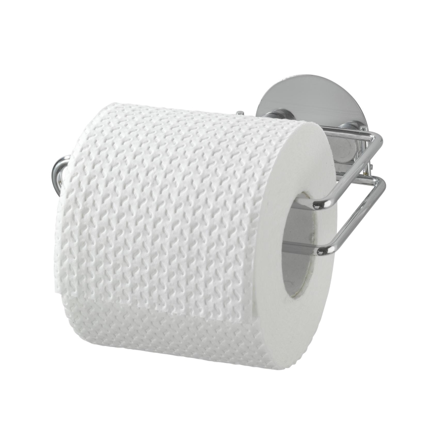 WENKO 18774100-Soporte para papel higiénico TURBO-LOC redondo de acero cromado 14x9 cm
