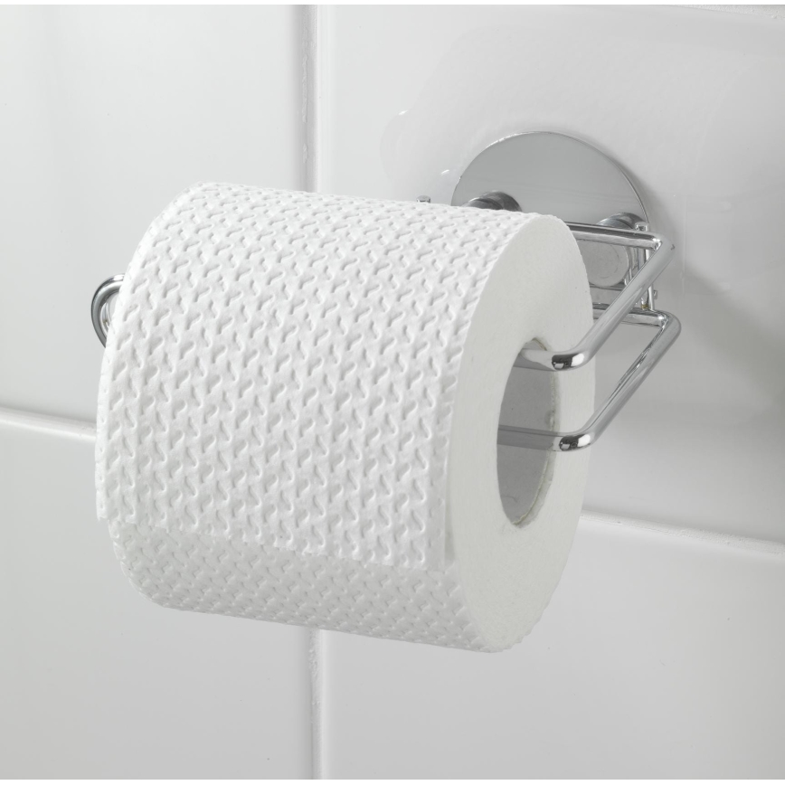 WENKO 18774100-Soporte para papel higiénico TURBO-LOC redondo de acero cromado 14x9 cm