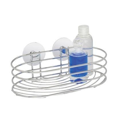 WENKO 18775100-Repisa TURBO-LOC redonda de acero 23,5x13,5 cm, cromo brillante