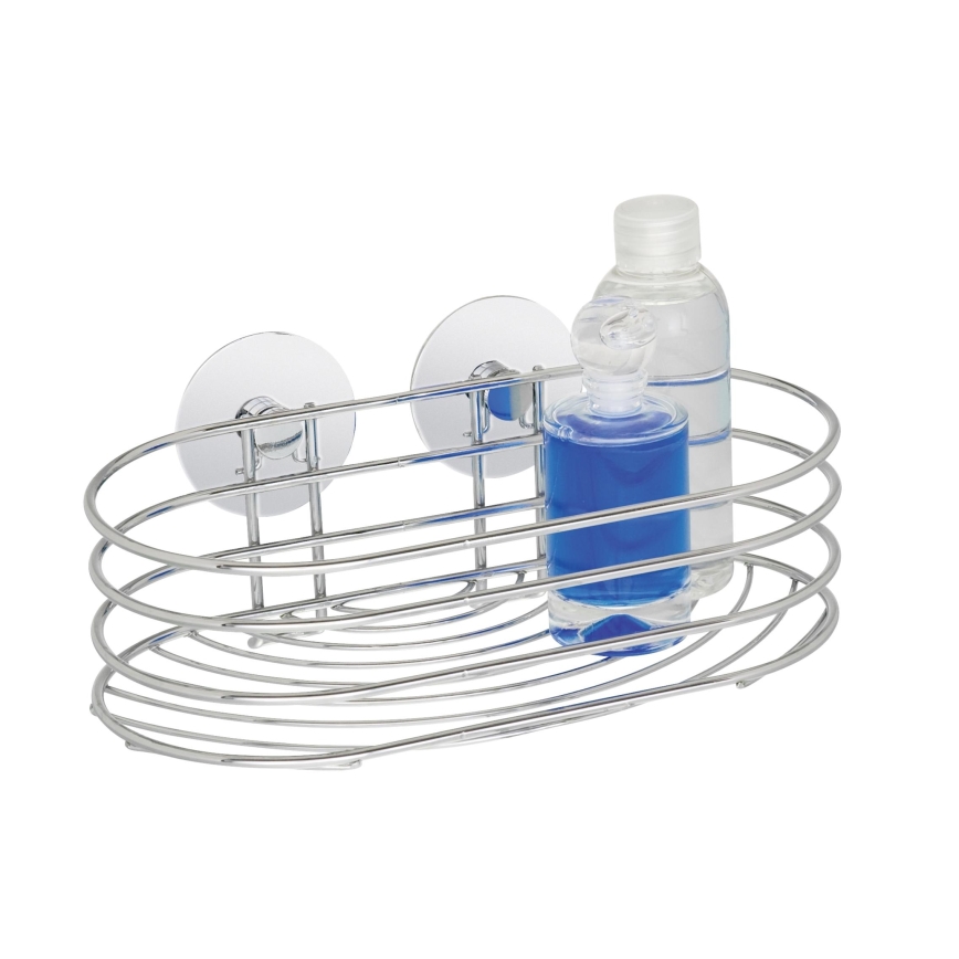 WENKO 18775100-Repisa TURBO-LOC redonda de acero 23,5x13,5 cm, cromo brillante