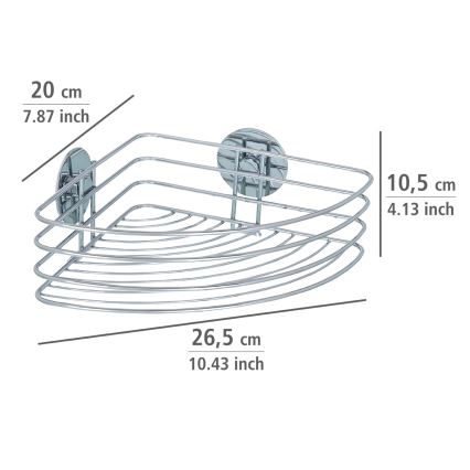 WENKO 18913100-Repisa TURBO-LOC redonda de acero 26,5x20 cm cromado brillante