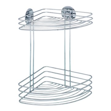 WENKO 18914100-Estante esquinero TURBO-LOC redondo de acero 26,5x33 cm cromado brillante