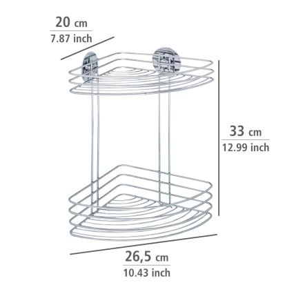 WENKO 18914100-Estante esquinero TURBO-LOC redondo de acero 26,5x33 cm cromado brillante