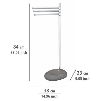 WENKO 19493100 - Soporte para toallas PEBBLE STONE 38x84 cm cromo brillante/gris